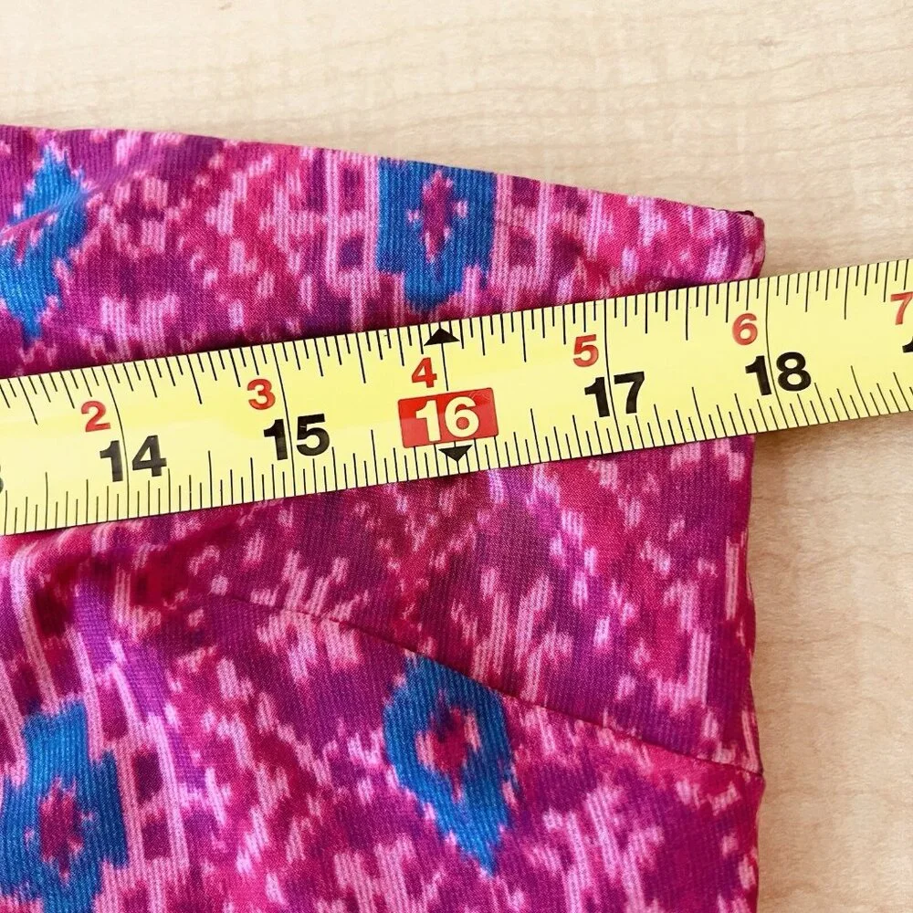 LAUREN Ralph Lauren Women Ruffle Dress Sz 10 Fuchsia Multi Geo High Low Hem NWT - Picture 11 of 14